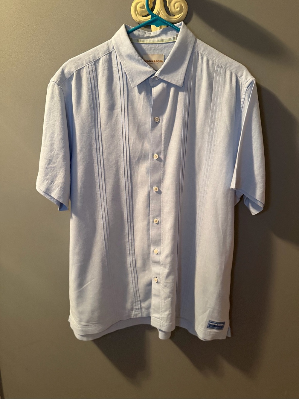 Scotch & Soda Light Blue Short-Sleeve Button-Down Shirt